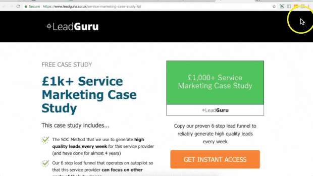Landing Page Optimization example from lead guru - OptinMonster Landing Page Optimization example from lead guru