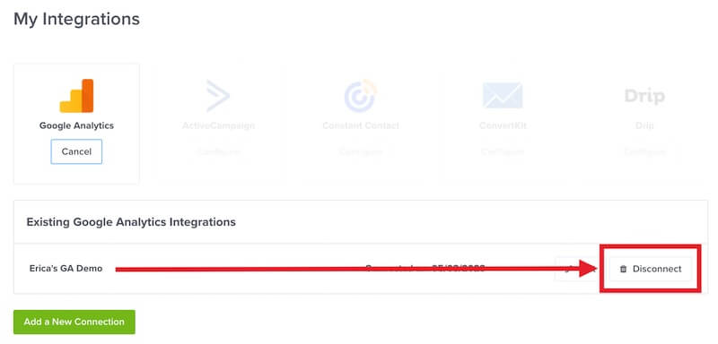 Disconnect Google Analytics from OptinMonster. - OptinMonster Disconnect Google Analytics from OptinMonster.