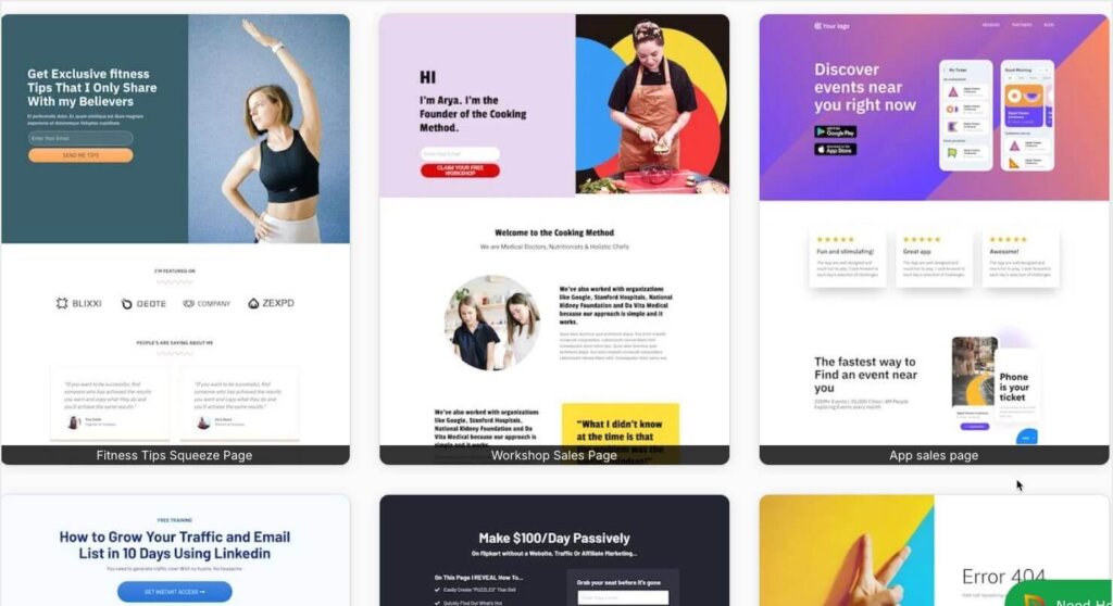 seedprod-templates-cro-tool - OptinMonster SeedProd template gallery, showing a variety of landing page templates that make it a powerful conversion rate optimization tool.