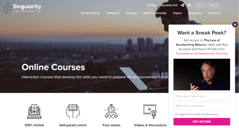 Singularity University drives course registration with a slide-in campaign. - OptinMonster Singularity University drives course registration with a slide-in campaign.